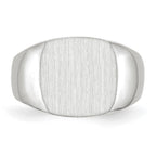 14k White Gold 12.5x12.5mm Cushion Closed Back Signet Ring