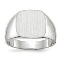 14k White Gold 12.5x12.5mm Cushion Closed Back Signet Ring