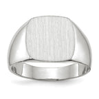 14k White Gold 12.5x12.5mm Cushion Closed Back Signet Ring