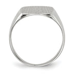 14k White Gold 13.5x14.5mm Cushion Closed Back Mens Signet Ring