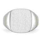 14k White Gold 13.5x14.5mm Cushion Closed Back Mens Signet Ring