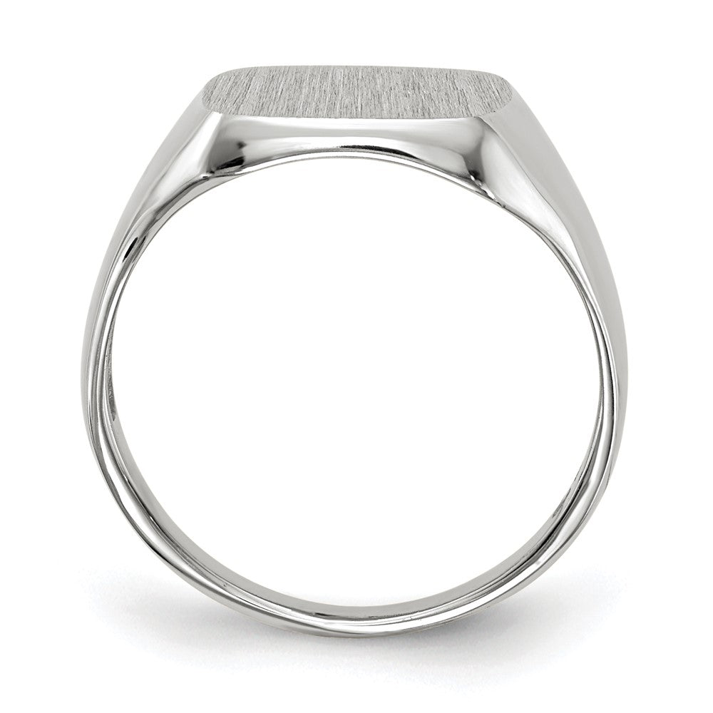 14k White Gold 10.5x11.0mm Cushion Open Back Signet Ring