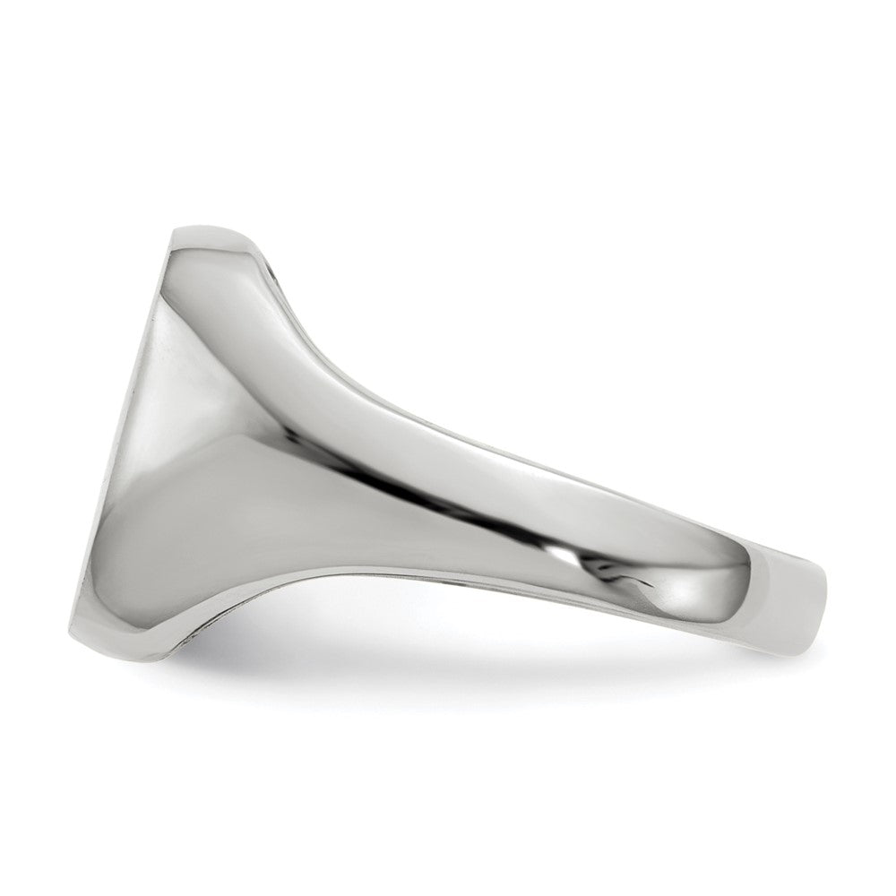 14k White Gold 10.5x11.0mm Cushion Open Back Signet Ring