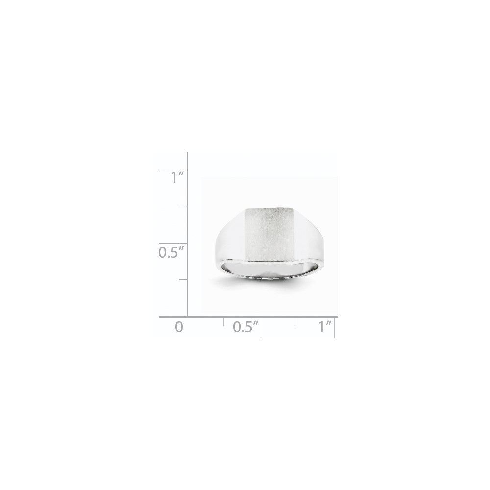 14k White Gold 10.5x11.0mm Cushion Open Back Signet Ring