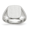 14k White Gold 10.5x11.0mm Cushion Open Back Signet Ring