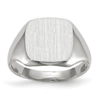 14k White Gold 10.5x11.0mm Cushion Open Back Signet Ring