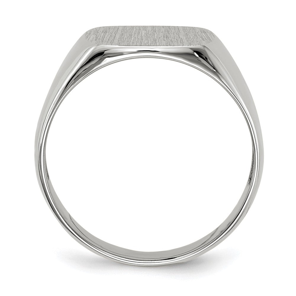 14k White Gold 12.5x12.5mm Cushion Open Back Signet Ring