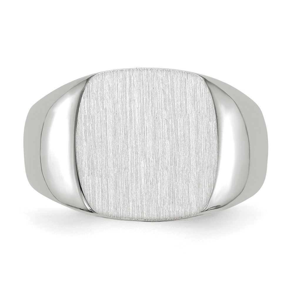 14k White Gold 12.5x12.5mm Cushion Open Back Signet Ring