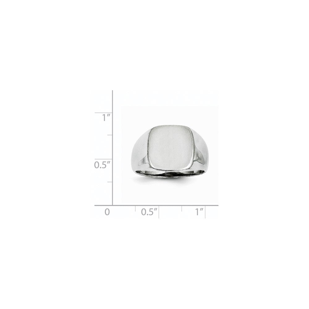 14k White Gold 12.5x12.5mm Cushion Open Back Signet Ring
