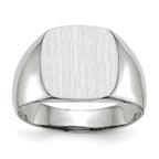 14k White Gold 12.5x12.5mm Cushion Open Back Signet Ring