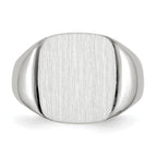 14k White Gold 13.5x14.5mm Cushion Open Back Mens Signet Ring