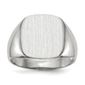 14k White Gold 13.5x14.5mm Cushion Open Back Mens Signet Ring