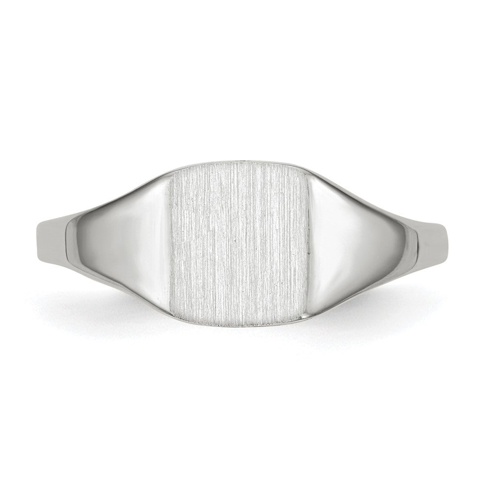 10k White Gold 7.0x8.5mm Square Closed Back Signet Ring