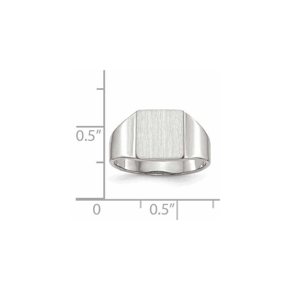 14k White Gold 8.5x9.5mm Square Closed Back Signet Ring
