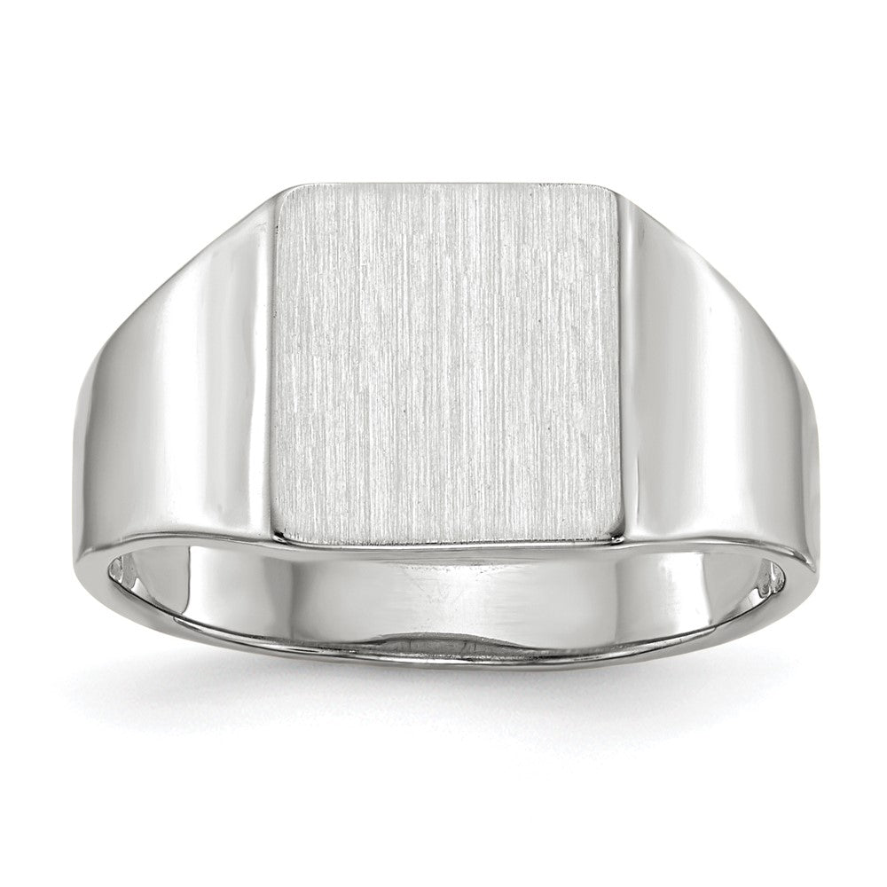 14k White Gold 8.5x9.5mm Square Closed Back Signet Ring