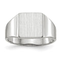 14k White Gold 8.5x9.5mm Square Closed Back Signet Ring