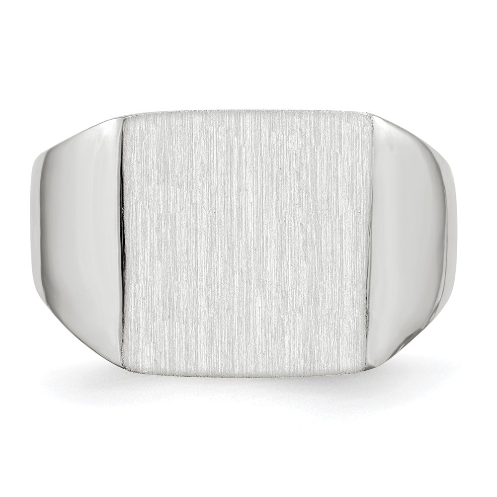14k White Gold 13.0x13.0mm Square Closed Back Signet Ring
