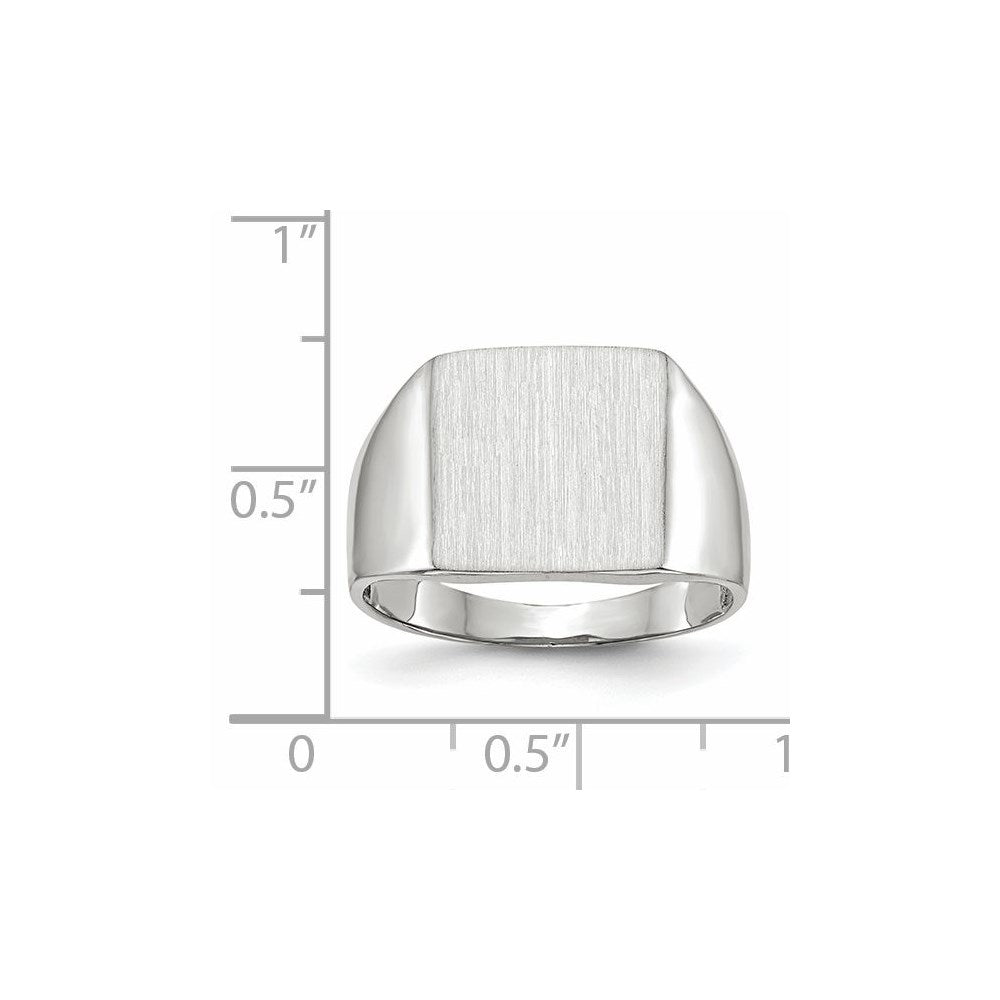 14k White Gold 13.0x13.0mm Square Closed Back Signet Ring