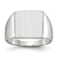 14k White Gold 13.0x13.0mm Square Closed Back Signet Ring