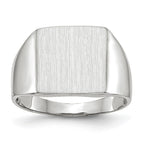 14k White Gold 13.0x13.0mm Square Closed Back Signet Ring