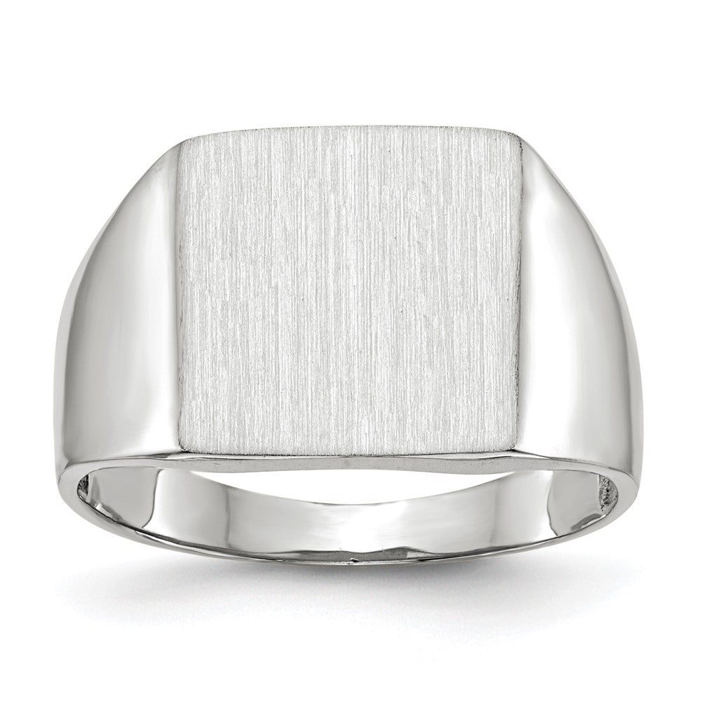 14k White Gold 13.0x13.0mm Square Closed Back Signet Ring