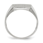 14k White Gold 13.0x13.5mm Square Open Back Satin Mens Signet Ring