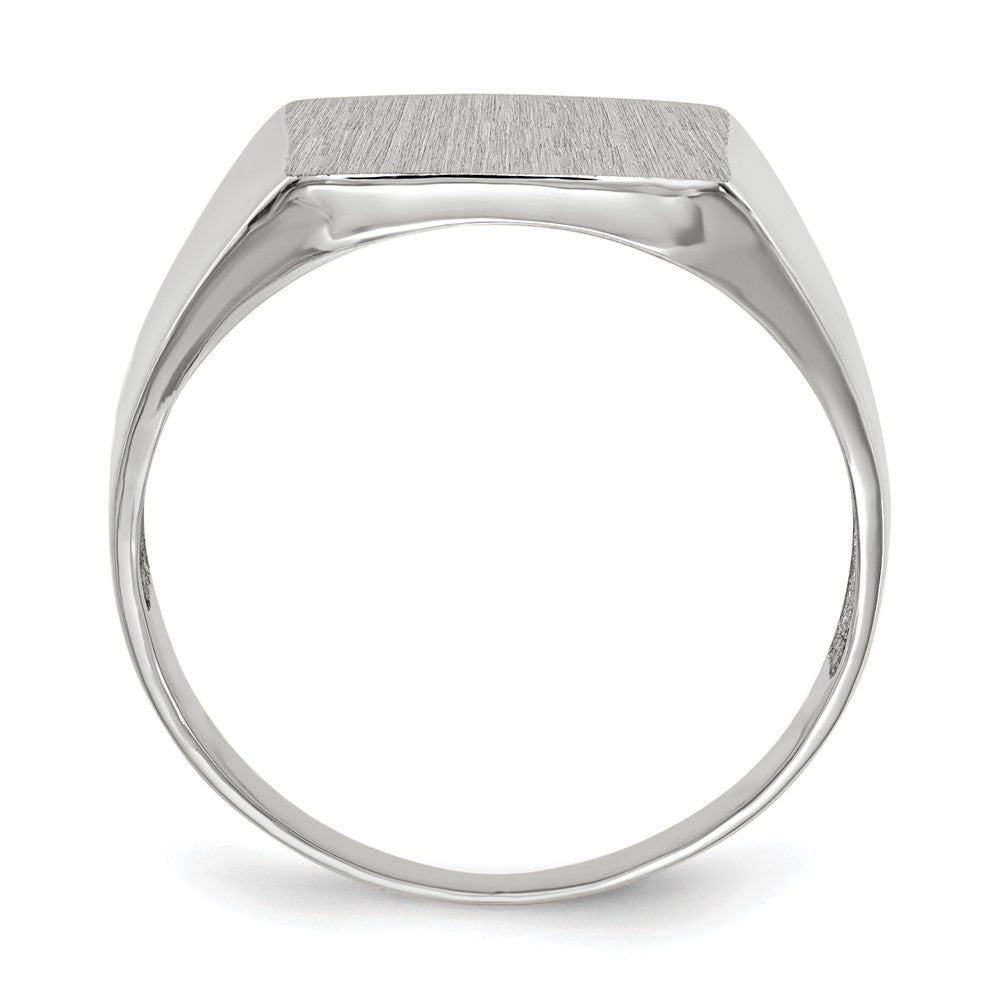 14k White Gold 13.0x13.5mm Square Open Back Satin Mens Signet Ring