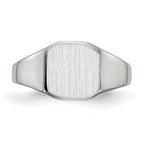 14k White Gold 8.5x8.5mm Cushion Closed Back Signet Ring