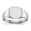 14k White Gold 8.5x8.5mm Cushion Closed Back Signet Ring