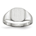 14k White Gold 8.5x8.5mm Cushion Closed Back Signet Ring