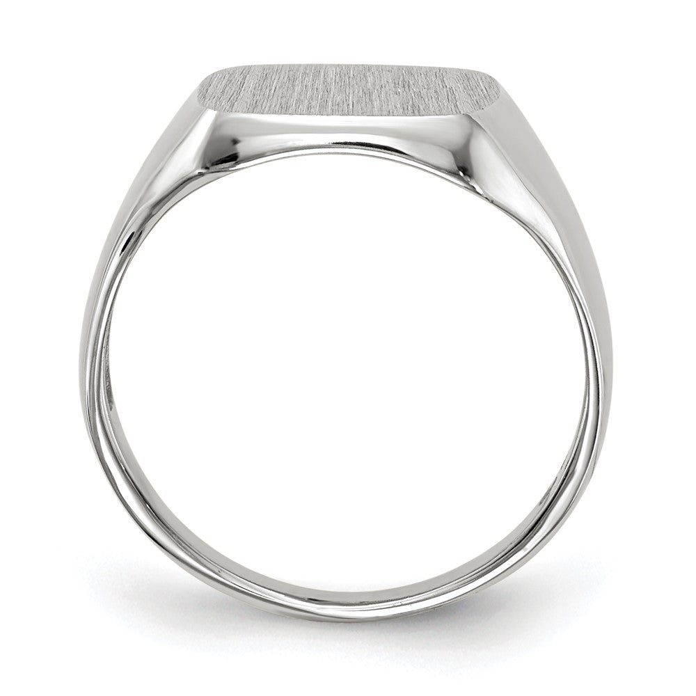 14k White Gold 11.0x10.5mm Octagon Closed Back Mens Signet Ring