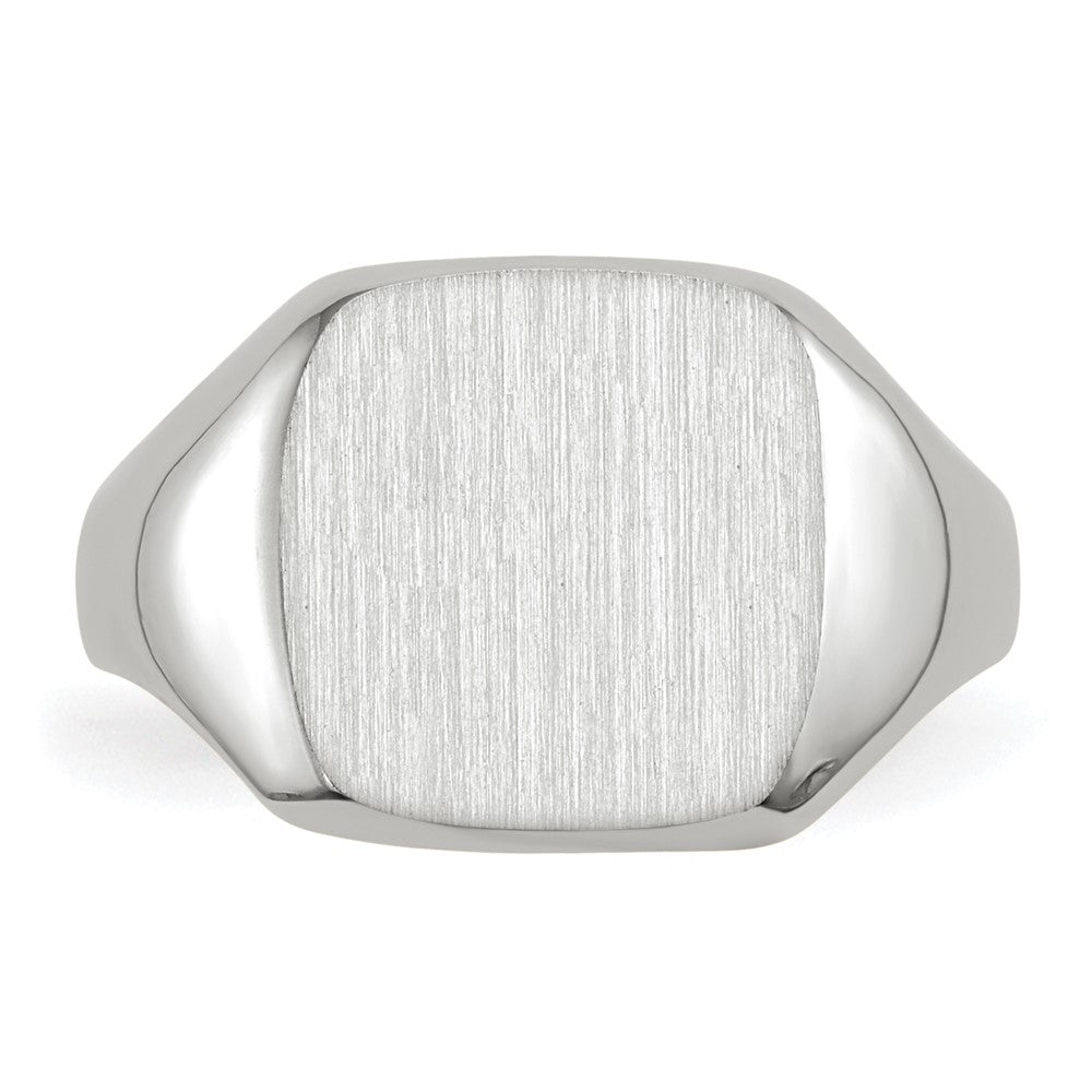 14k White Gold 11.0x10.5mm Octagon Closed Back Mens Signet Ring