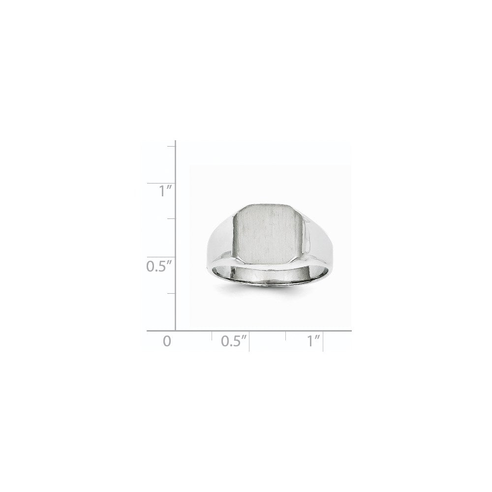 14k White Gold 11.0x10.5mm Octagon Closed Back Mens Signet Ring