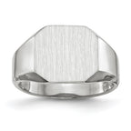 14k White Gold 11.0x10.5mm Octagon Closed Back Mens Signet Ring