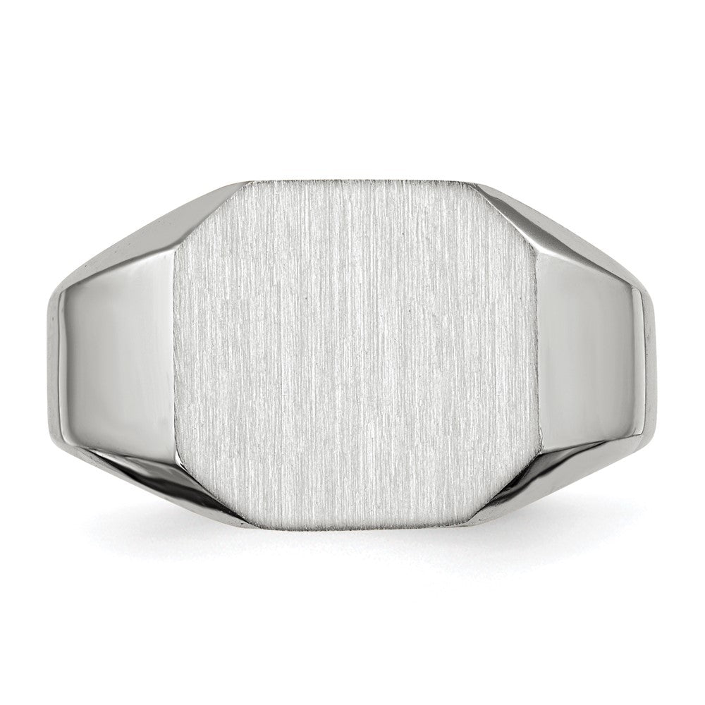 14k White Gold 11.0x11.0mm Octagon Open Back Mens Signet Ring