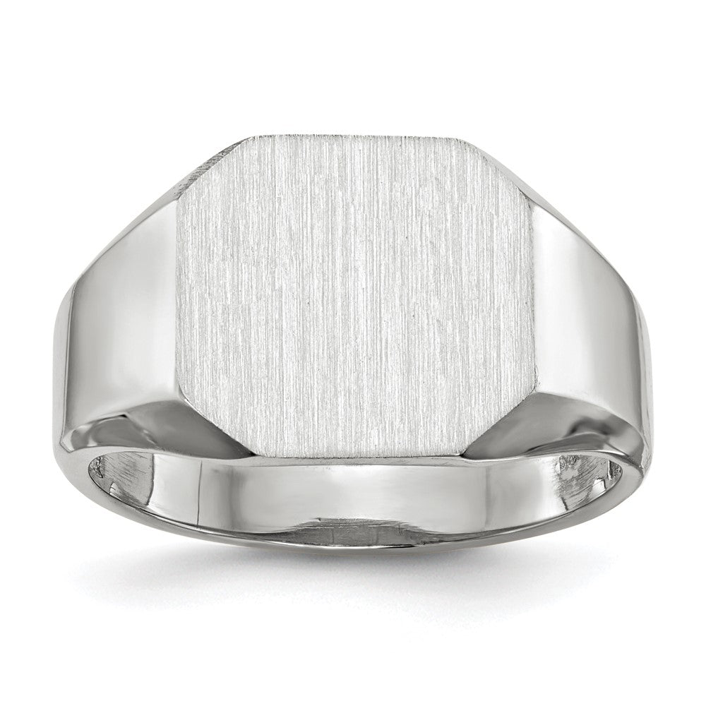 14k White Gold 11.0x11.0mm Octagon Open Back Mens Signet Ring