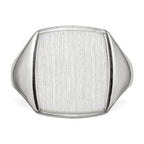 14k White Gold 13.0x15.0mm Rectangle Closed Back Mens Signet Ring