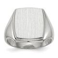 14k White Gold 13.0x15.0mm Rectangle Closed Back Mens Signet Ring
