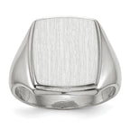 14k White Gold 13.0x15.0mm Rectangle Closed Back Mens Signet Ring