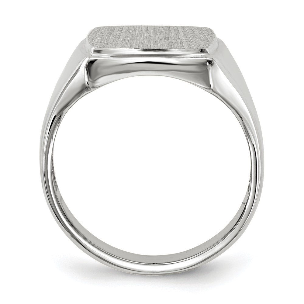 14k White Gold 13.0x15.0mm Rectangle Open Back Mens Signet Ring
