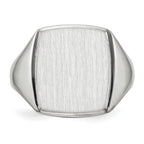 14k White Gold 13.0x15.0mm Rectangle Open Back Mens Signet Ring