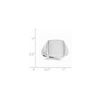 14k White Gold 13.0x15.0mm Rectangle Open Back Mens Signet Ring