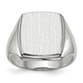 14k White Gold 13.0x15.0mm Rectangle Open Back Mens Signet Ring