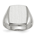 14k White Gold 13.0x15.0mm Rectangle Open Back Mens Signet Ring