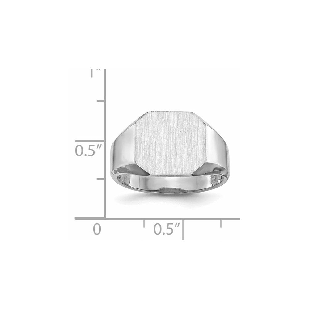 14k White Gold 12.5x11.5mm Octagon Open Back Signet Ring