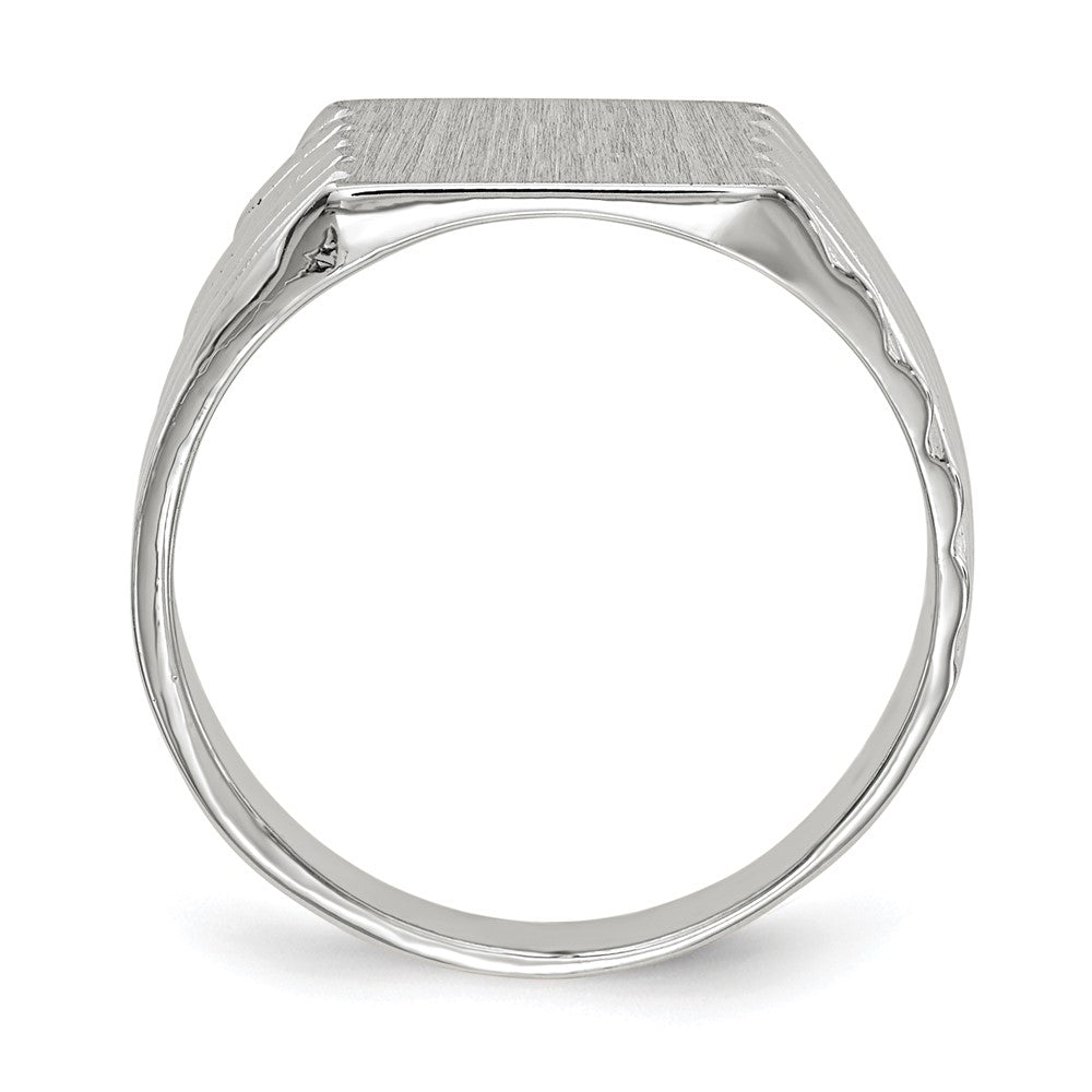 14k White Gold 9.0x10.0mm Rectangle Closed Back Signet Ring