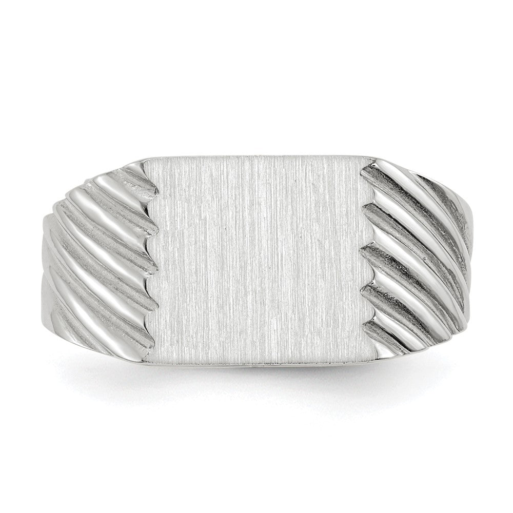 14k White Gold 9.0x10.0mm Rectangle Closed Back Signet Ring
