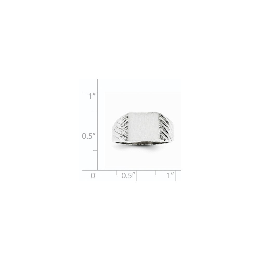 14k White Gold 9.0x10.0mm Rectangle Closed Back Signet Ring