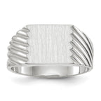 14k White Gold 9.0x10.0mm Rectangle Closed Back Signet Ring