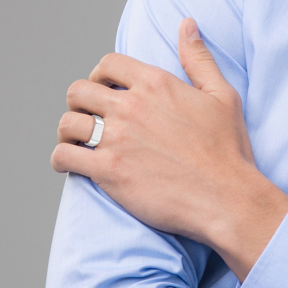 14k White Gold 10.5x5.5mm Rectangle Closed Back Signet Ring